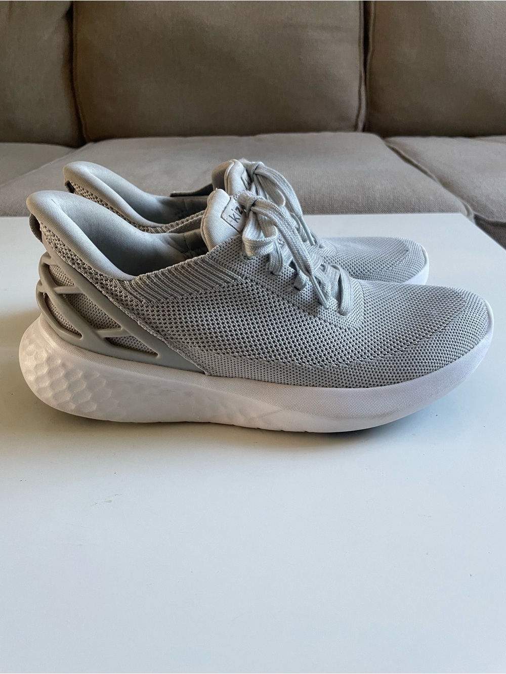 Light Gray Women's Knit Lace-Up Athletic Sneakers